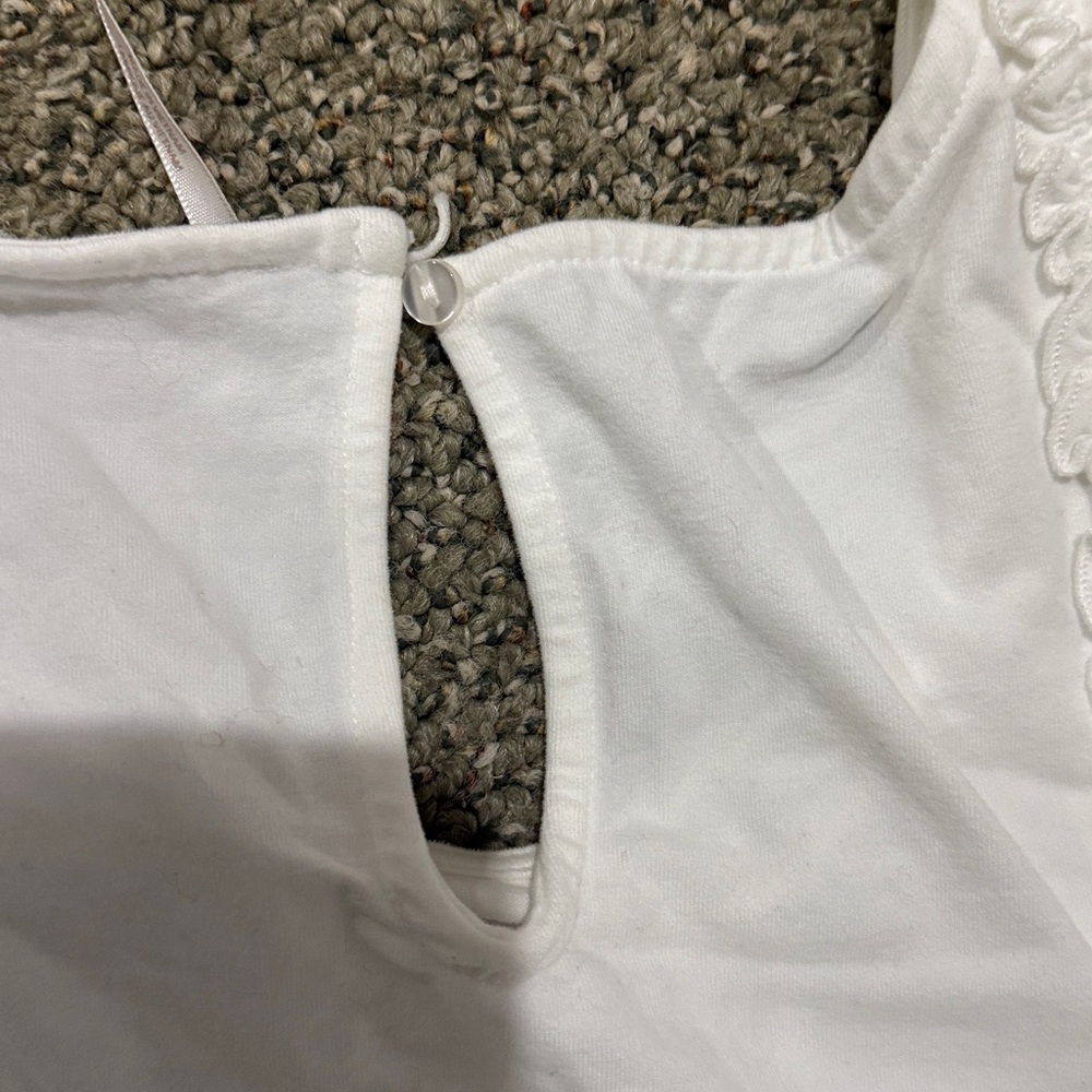 NWT Free People Olivia white ruffle fitted top sz L - Picture 5 of 6